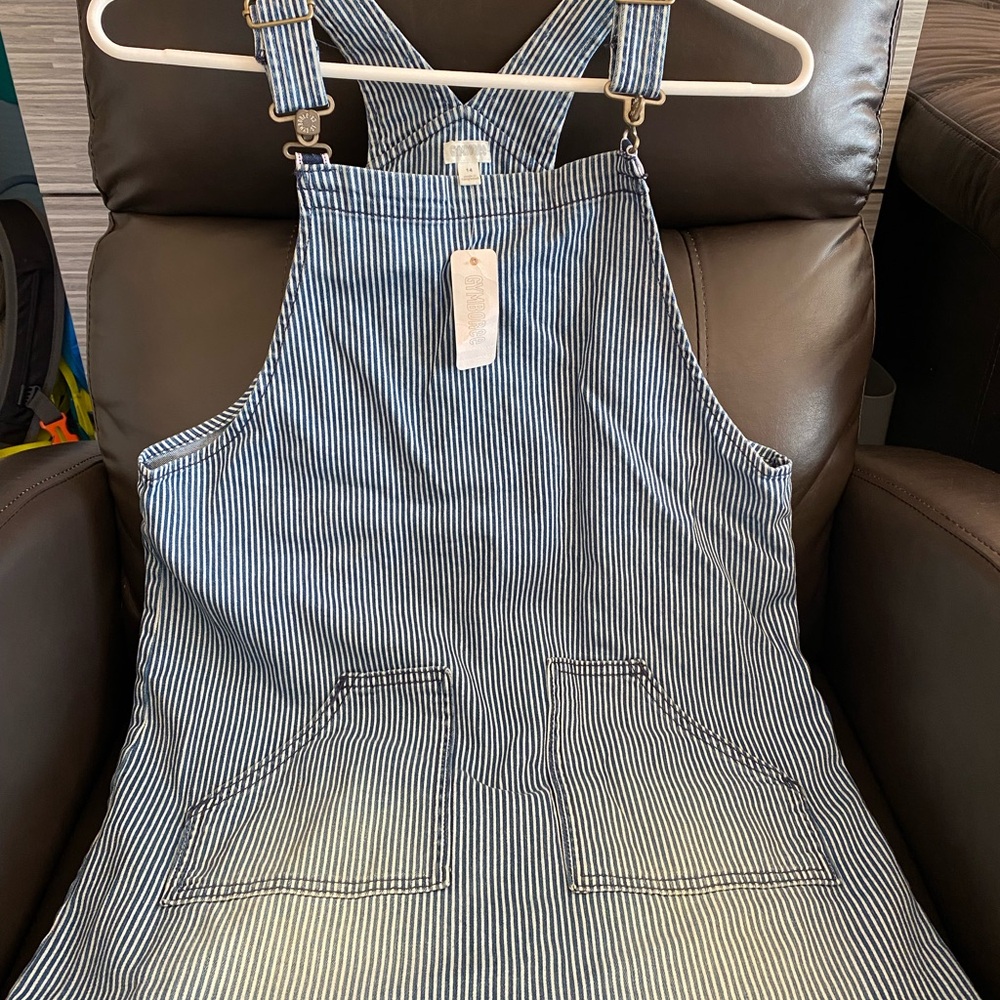 GYMBOREE Conductor Denim Dress Overal New With Tags Size 14